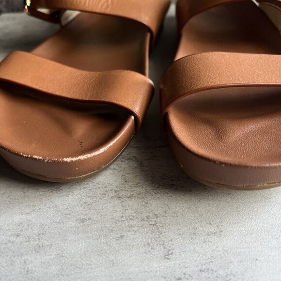 Michael Kors Tan Brown Strappy Leather Sandals Size 7.5 M - Picture 3 of 12